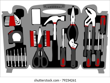 Color vector of a suitcase with work tools