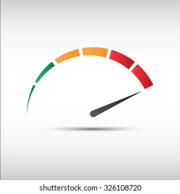 Color vector tachometer,  speedometer icon, performance measurement symbol