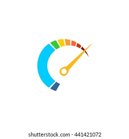 Color vector tachometer, speedometer icon, performance measurement symbol. flat style.