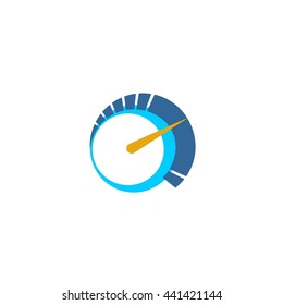 Color vector tachometer, speedometer icon, performance measurement symbol. flat style.