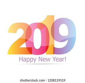 Color vector template banner - happy new 2019 year