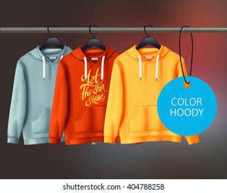 Color vector unisex hoody design template.