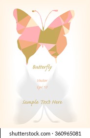 color vector vintage design of triangles butterfly silhouette