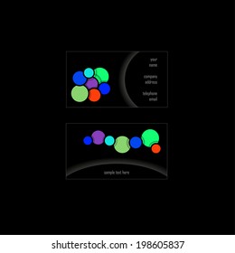 color vector visiting card with bright bubbles and place for text