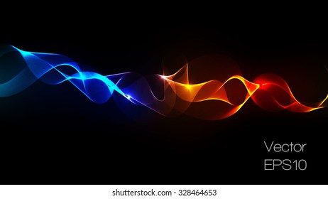Color vector wave abstract on black background