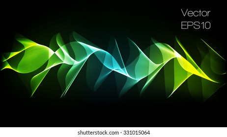 Color vector wave abstract on black background