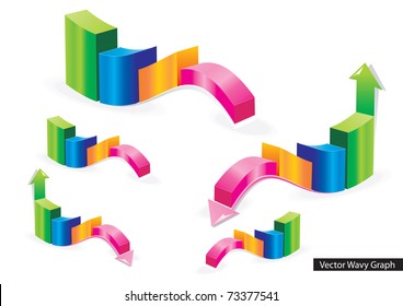 Color Vector Wavy Graph With Arrows