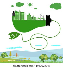 Color vector writing concept, clean energy concept. based on future safety