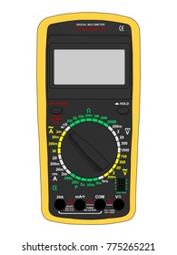 Color vectorial image of digital multimeter. Vector image for tutorials, posters and instructions.
