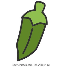 Color vegetable single item icon okra