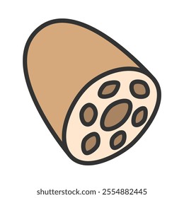 Color vegetable single item icon lotus root