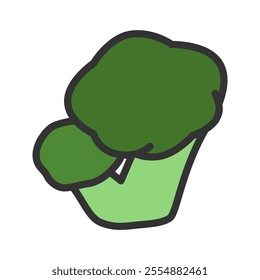 Color vegetable single item icon broccoli