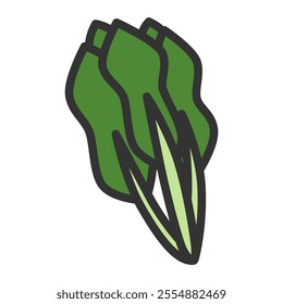 Color vegetable single item icon spinach