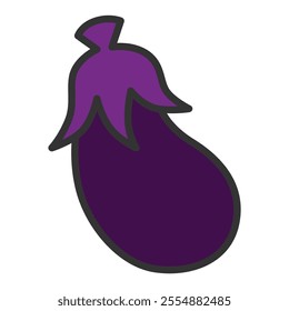 Color vegetable single item icon eggplant