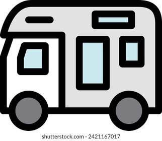 Color vehicle icon illustration camper