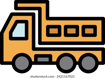 Color vehicle icon illustration dump truck