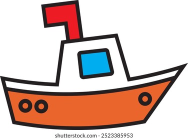 Color vehicle icon illustration fishing boat