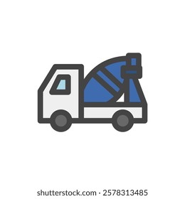 Color vehicle-related single item icon mixer truck