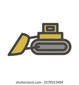 Color vehicle-related single item icon bulldozer