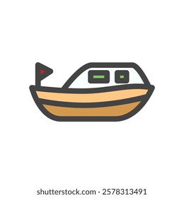 Color vehicle-related single item icon boat race