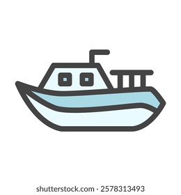 Color vehicle-related single item icon boat