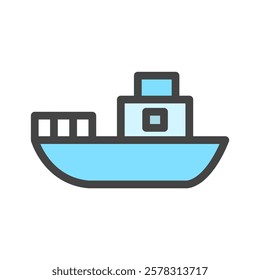 Color vehicle-related single item icon fishing boat