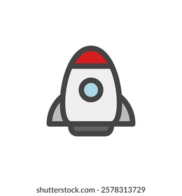 Color vehicle-related single item icon space rocket