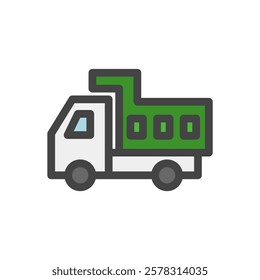 Color vehicle-related single item icon dump truck