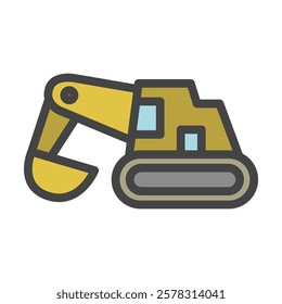 Color vehicle-related single item icon: excavator car