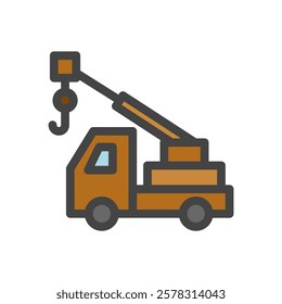 Color vehicle-related single item icon crane truck