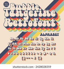 Color Version Bubble Tangerine Groovy Retro Vintage Display Font alphabet