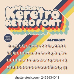 Color Version Keretro Retro Vintage Display bold Font alphabet