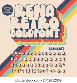 Color Version Rena Retro Vintage Display bold Font alphabet