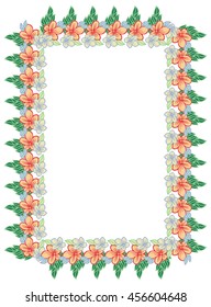 Color vertical frame with abstract flowers. Vector clip art.