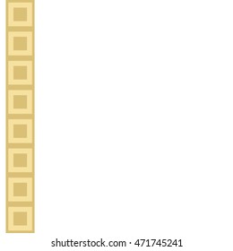 Color vertical seamless border on white background. Pattern with symmetric geometric ornament. Abstract ornate element for your design with copy space for text. Vector illustration