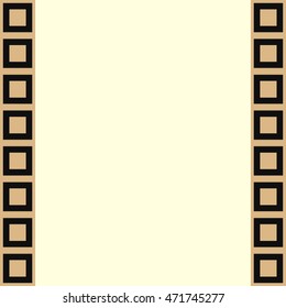 Color vertical seamless border stripes on white background. Pattern with symmetric geometric ornament. Abstract ornate element for your design with copy space for text. Vector illustration