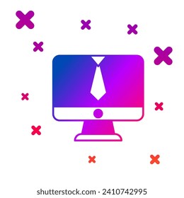 Color Video chat conference icon isolated on white background. Online meeting work form home. Remote project management. Gradient random dynamic shapes. Vector