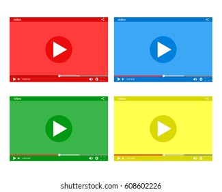 Color video players, set. Vector illustration
