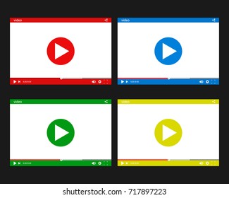 Color video players, set. Vector illustration