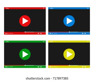 Color video players, set. Vector illustration