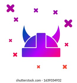 Color Viking in horned helmet icon isolated on white background. Gradient random dynamic shapes. Vector Illustration