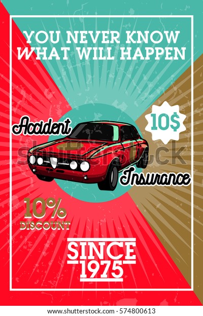 Color vintage accident
insurance banner