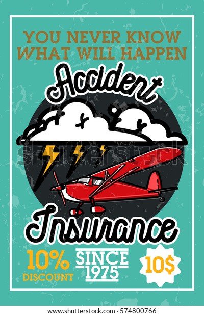 Color vintage accident\
insurance banner