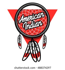 Color vintage american indian emblem