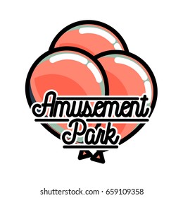 Color vintage Amusement park emblem.