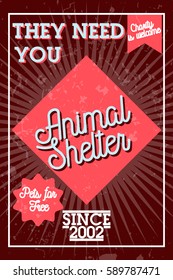 Color vintage animal shelter banner