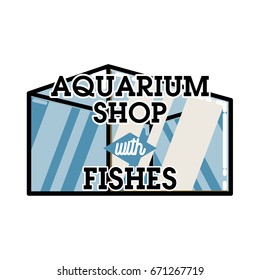 Color vintage aquarium shop emblem