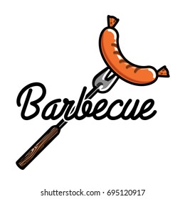 Color vintage barbecue emblem