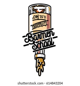 Color vintage barmen school emblem, label, badge and design elements. Vector illustration, EPS 10