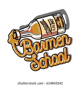 Color vintage barmen school emblem, label, badge and design elements. Vector illustration, EPS 10